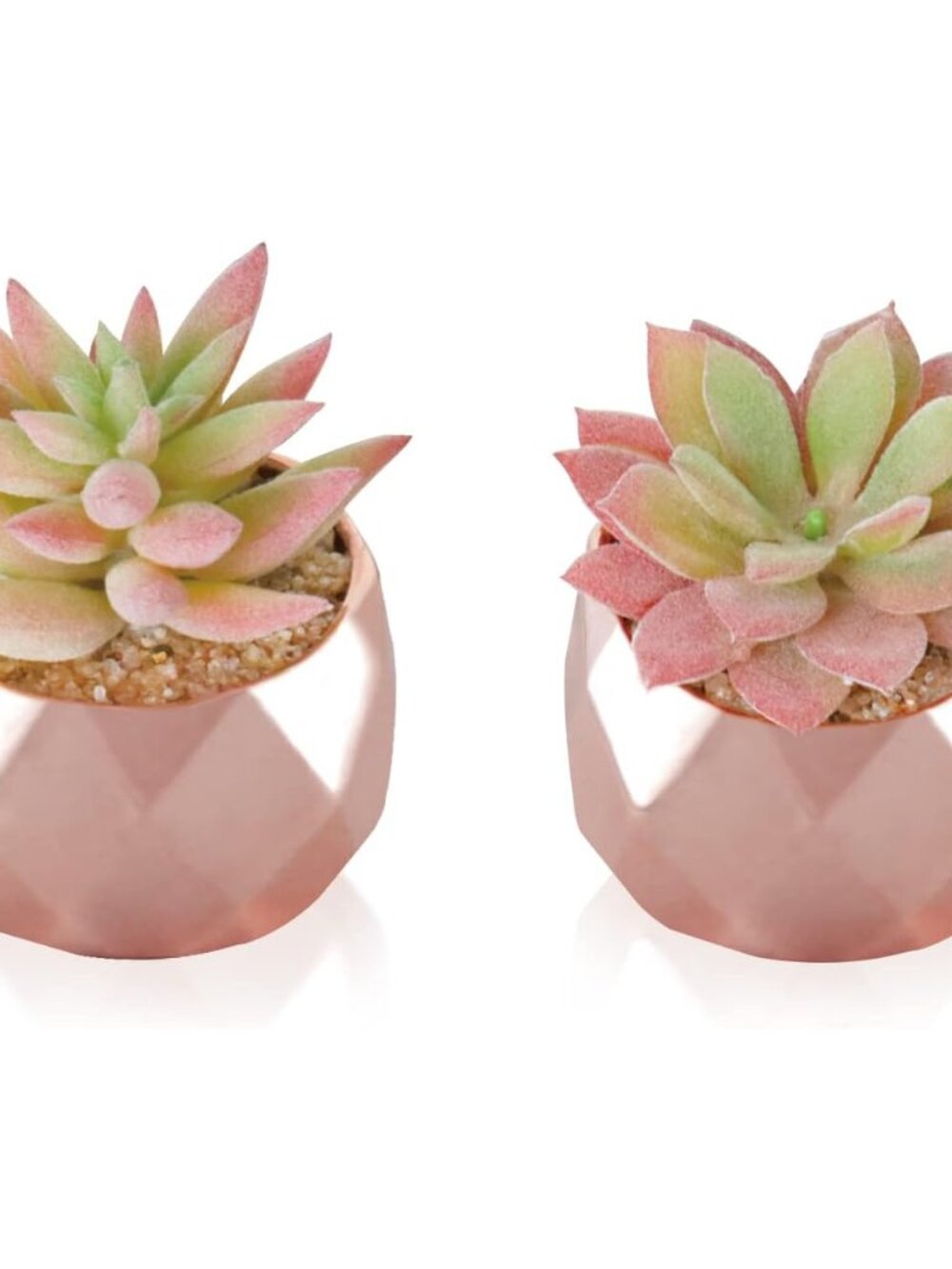 Artificial Faux Succulents In Pots, Mini Rose Gold Fake Plants For Women Desk, S